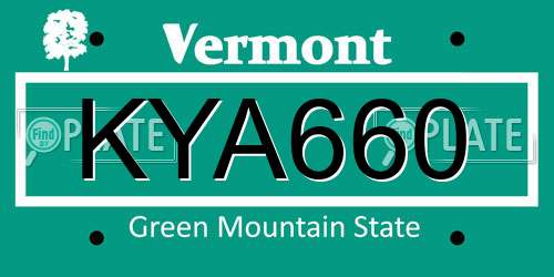 KYA660 Vermont License Plate