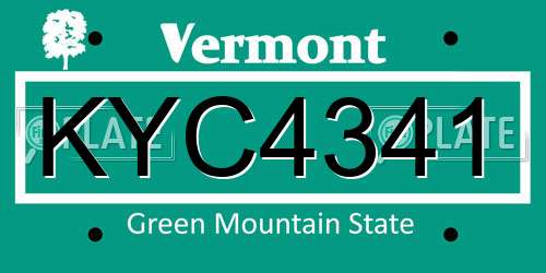KYC4341 Vermont License Plate