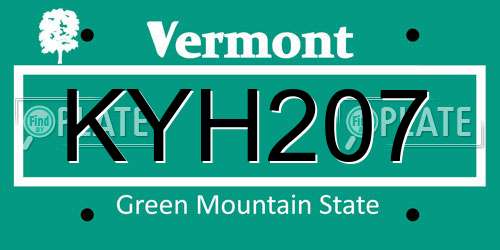 KYH207 Vermont License Plate