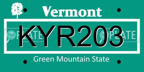 KYR203 Vermont License Plate
