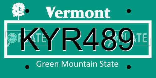 KYR489 Vermont License Plate
