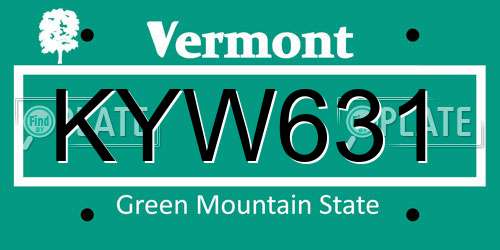 KYW631 Vermont License Plate
