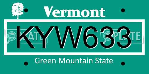 KYW633 Vermont License Plate
