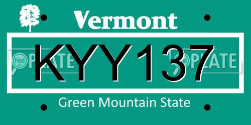 KYY137 Vermont License Plate
