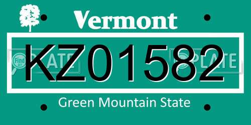 KZ01582 Vermont License Plate