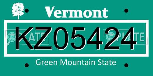 KZ05424 Vermont License Plate