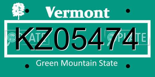 KZ05474 Vermont License Plate