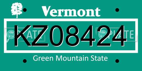 KZ08424 Vermont License Plate