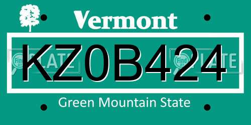 KZ0B424 Vermont License Plate