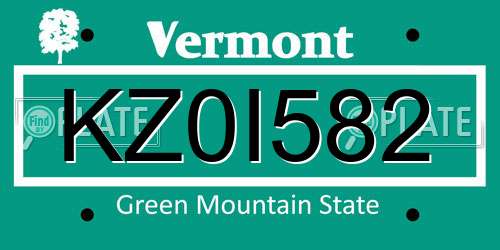 KZ0I582 Vermont License Plate
