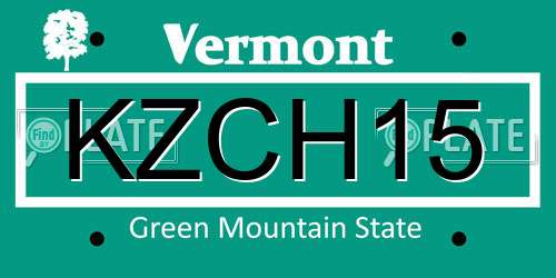 KZCH15 Vermont License Plate