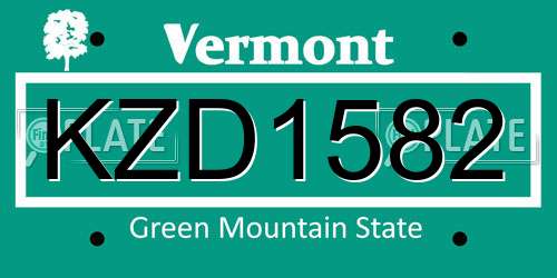 KZD1582 Vermont License Plate
