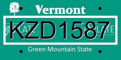 KZD1587 Vermont License Plate