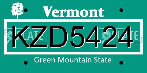 KZD5424 Vermont License Plate