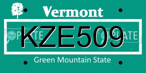 KZE509 Vermont License Plate