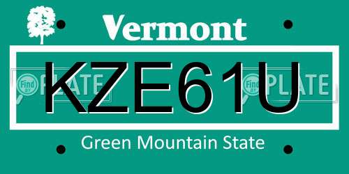 KZE61U Vermont License Plate