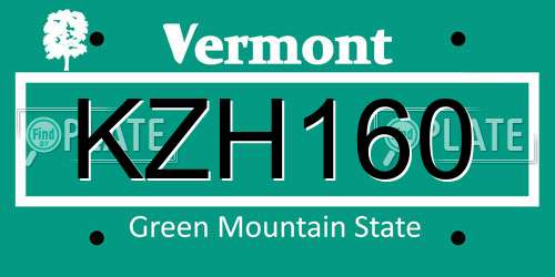 KZH160 Vermont License Plate