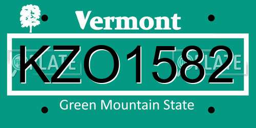 KZO1582 Vermont License Plate