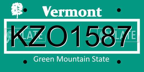 KZO1587 Vermont License Plate
