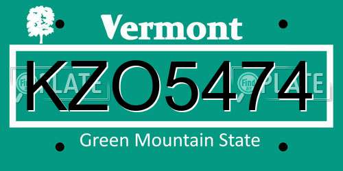 KZO5474 Vermont License Plate