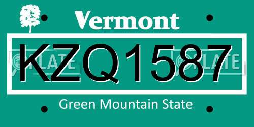 KZQ1587 Vermont License Plate