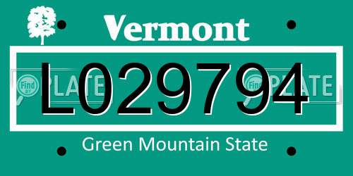 L029794 Vermont License Plate