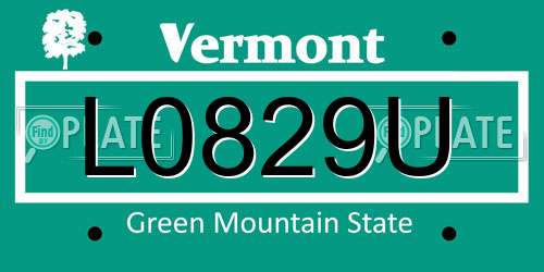 L0829U Vermont License Plate