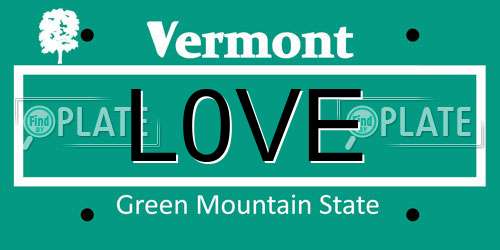L0VE Vermont License Plate