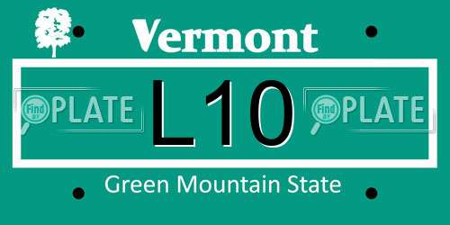 L10 Vermont License Plate