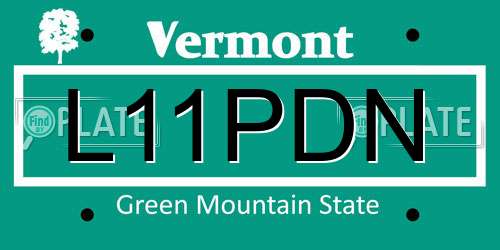 L11PDN Vermont License Plate