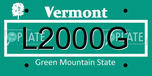 L2000G Vermont License Plate