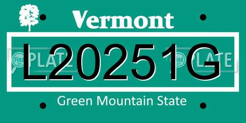 L20251G Vermont License Plate