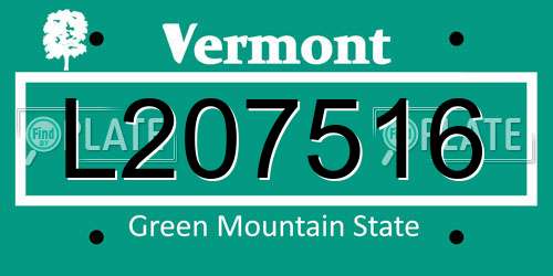 L207516 Vermont License Plate
