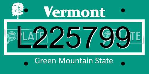 L225799 Vermont License Plate