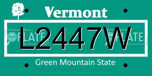 L2447W Vermont License Plate