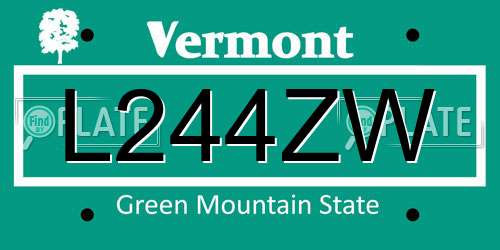 L244ZW Vermont License Plate