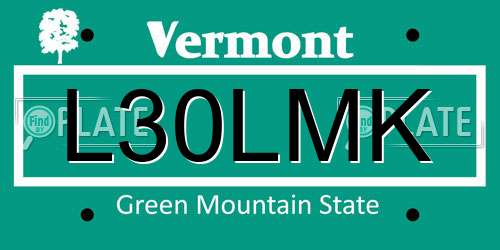 L30LMK Vermont License Plate