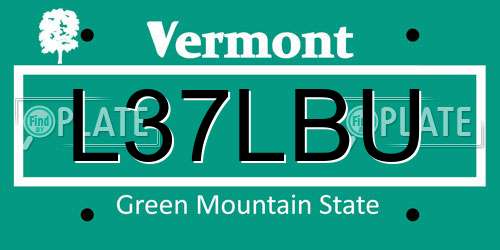 L37LBU Vermont License Plate
