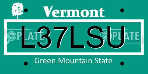 L37LSU Vermont License Plate