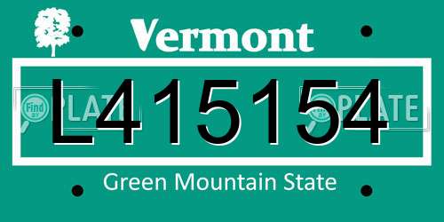 L415154 Vermont License Plate