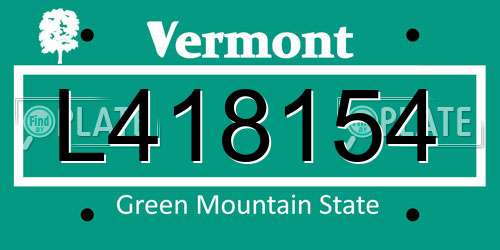 L418154 Vermont License Plate