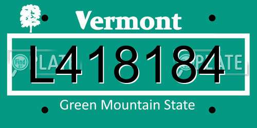L418184 Vermont License Plate