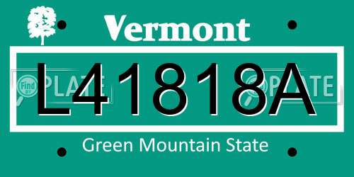 L41818A Vermont License Plate