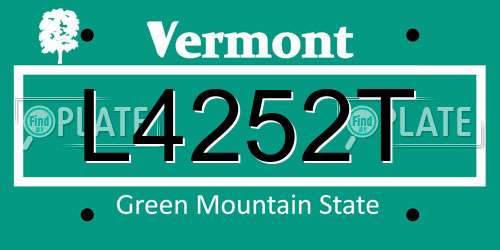 L4252T Vermont License Plate