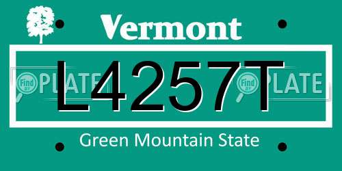 L4257T Vermont License Plate
