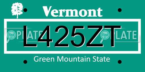 L425ZT Vermont License Plate