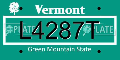L4287T Vermont License Plate