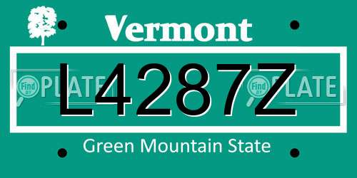 L4287Z Vermont License Plate