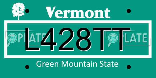 L428TT Vermont License Plate