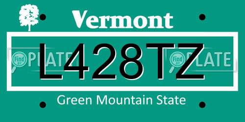 L428TZ Vermont License Plate